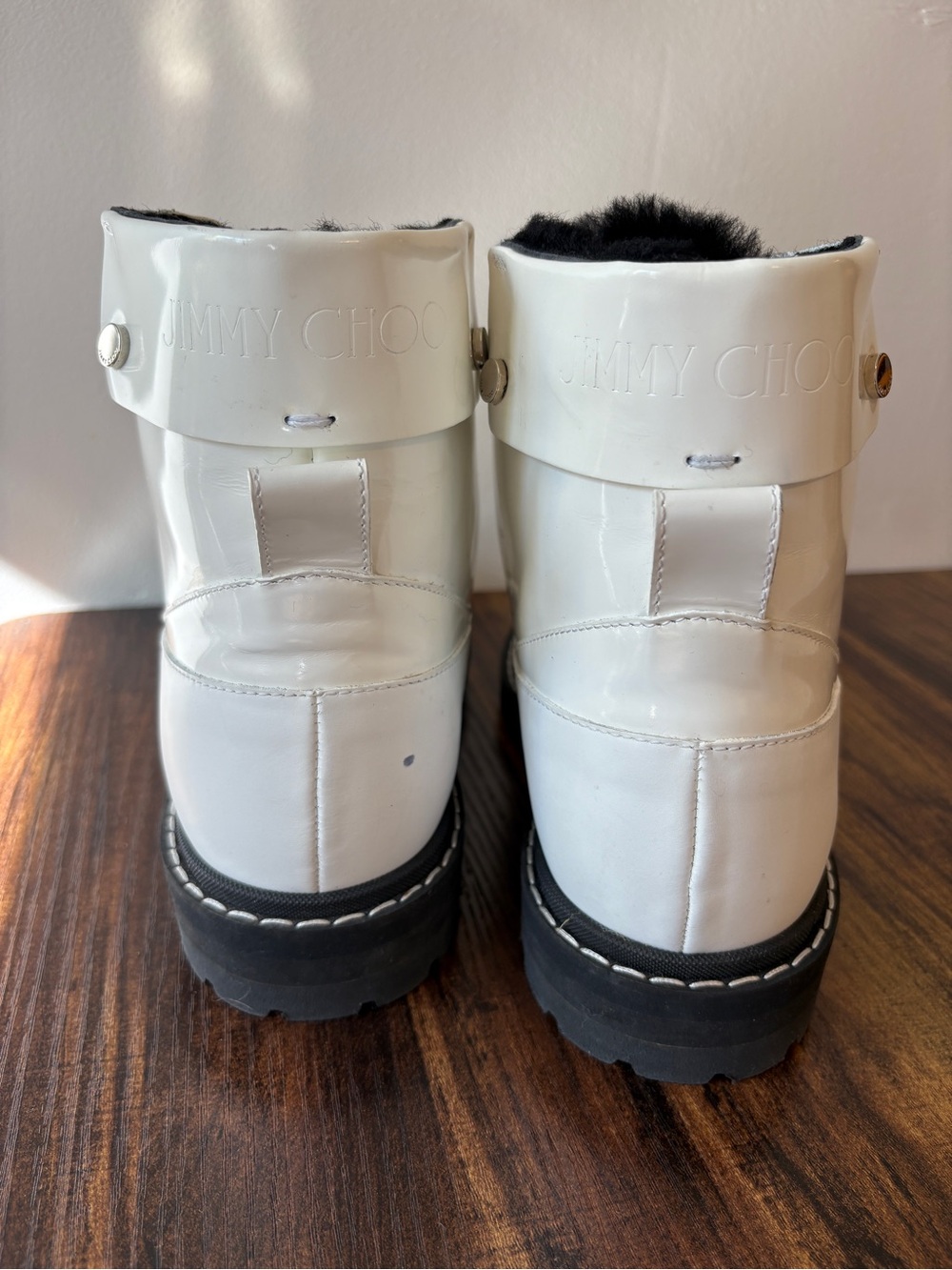 Jimmy Choo Voyager Heated White Leather Shearling Winter Boots EU 41 - Picture 8 of 16